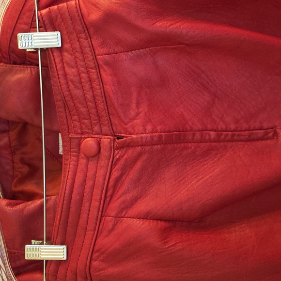 Brass Plum Nordstom Red Leather Jacket And Skirt Size P - Picture 10 of 16